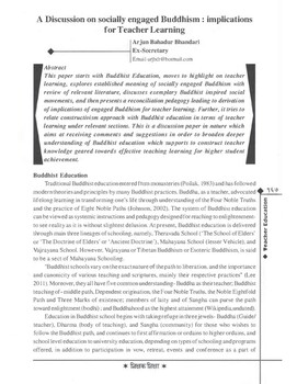 A discussion paper on socially engaged Buddhism: implications for teacher learning [printed text] / Bhandari, Arjun Bahadur, Author in शिक्षक शिक्षा (SHIKSHAK SHIKSHA : TEACHE