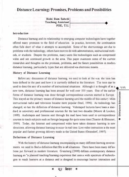 Distance Leaning : Promises, Problems and Possibilities [printed text] / Subedi, Rishi Ram, Author in दूर शिक्षा (DOOR SHIKSHA : DISTANCE EDUCATION JOURNAL) Volume 10 (२०६९
