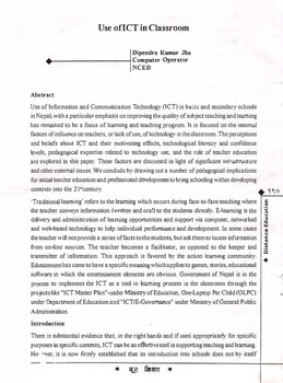 Use of ICT in Classroom [printed text] / Jha, Deependra Kumar, Author in दूर शिक्षा (DOOR SHIKSHA : DISTANCE EDUCATION JOURNAL) Volume 10 (२०६९ जेष्ठ (2012 June)).